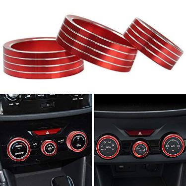 Imagem de Auovo Acessórios de capa de botão AC para Subaru Forester 2019-2021 Subaru Crosstrek 2018-2021 Subaru Impreza 2017-2021 Interior para interruptor de ar condicionado de carro anel de controle de volume acabamento de liga de alumínio (vermelho)