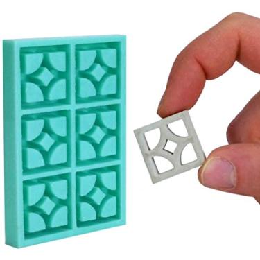 Imagem de Acacia Grove Mini molde de bloco de brisa, blocos de tela cruzados de luz das estrelas, escala 1:12 moderna do meio do século, silicone