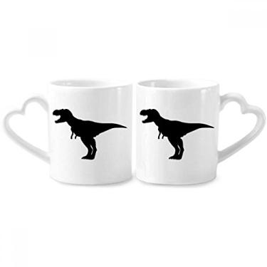 Imagem de Conjunto de canecas de porcelana para casais, ossos de dinossauro, roar, com coração