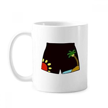 Imagem de Calça de praia preta ilustração padrão caneca cerâmica xícara de porcelana café louça