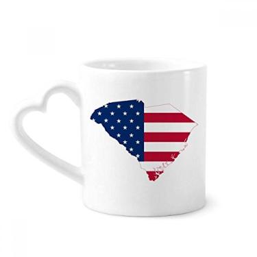 Imagem de Carolina América EUA mapa estrelas listras bandeira caneca café cerâmica copo coração vidro
