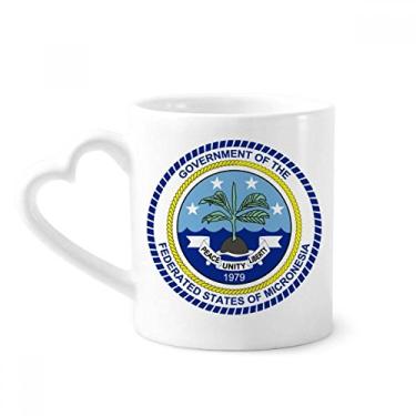 Imagem de Caneca com emblema nacional da Micronésia café cerâmica copo de coração de vidro