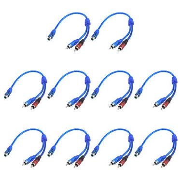 Imagem de Antrader 1 fêmea para 2 macho RCA Y cabo divisor conversor de áudio para carro cabo adaptador de fio pacote com 10, Azul, 1 Female to 2 Male