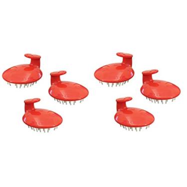 Imagem de Couro cabeludo Massager Shampoo Escova Red 6 pack, GBS [Wet & Dry] Manual cabeça couro cabeludo, massagem escova, Soft Silicone Cuidados Cerdas para o couro cabeludo, esfoliar e remover a caspa, promover o crescimento de cabelo - Red