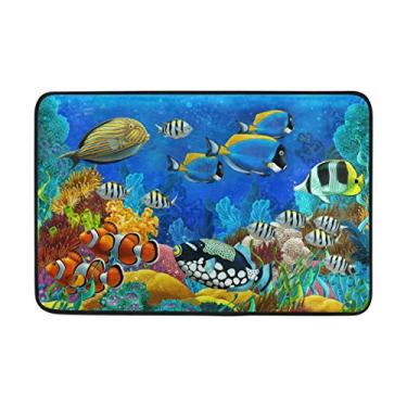 Imagem de Capacho My Daily Sea Fish and Coral 40 x 60 cm, sala de estar, quarto, cozinha, banheiro, tapete estampado, exclusivo, leve