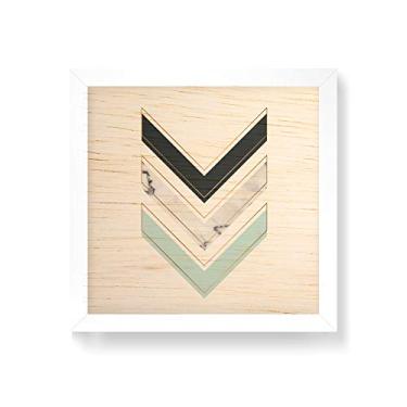 Imagem de Arte Maníacos Quadro decorativo com moldura caixa branca em Madeira - Setas Para Baixo Verde - 30x30cm