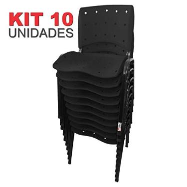 Imagem de Cadeira Empilhável Plástica Preta Anatômica 10 Unidades - ULTRA Móveis