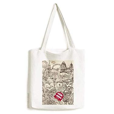 Imagem de British Bus London Eyes Big Ben UK sacola de lona bolsa de compras casual bolsa de mão