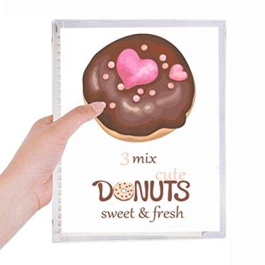 Imagem de Caderno de pasta de coração chocolate rosquinha para alimentos doces com folhas soltas diário recarregável