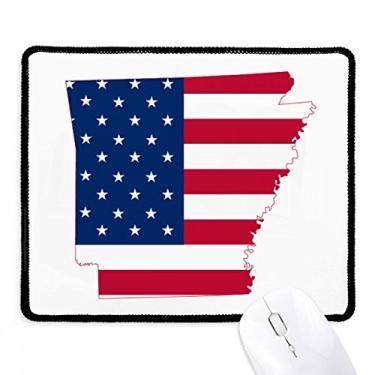 Imagem de Mapa americano do Arkansas com estrelas e bandeira, antiderrapante, mouse pad, jogo, escritório, preto, bordas, presente