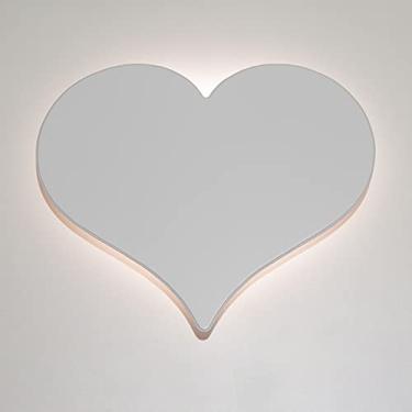 Imagem de Luminária Decorativa de Parede Coração MDF Branco com LED de Luz Quente e Dupla Face