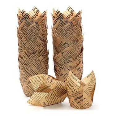 Imagem de YONII 200 peças de copos de tulipa para assar cupcake, suportes para forros de muffin, envoltório rústico para cupcake à prova de gordura, copos de papel de cor natural
