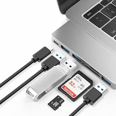 Imagem de Hub USB-C, docking station tipo C, extensor de laptop de liga de alumínio seis em um, com 3 portas USB 3.0, leitor de cartão TF / SD, transmissão de energia USB-C adequada para MacBook Pro