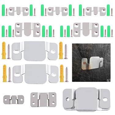 Imagem de Rustark Kit de suporte de montagem embutida 132 peças, conector de móveis intertravamento de sofá de metal com suporte de montagem resistente com imagens de gancho Z suportes de clipe com parafuso e parede de gesso estriada (grande médio pequeno)