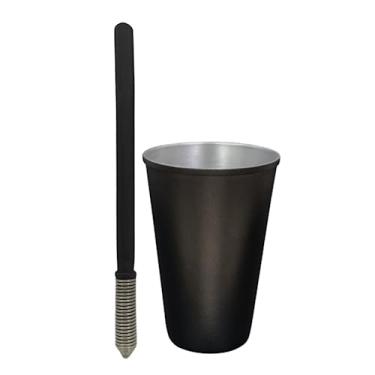Imagem de Kit Tereré 1 Copo De Alumínio 200ml Preto 1 Bomba De Inox Com Mola Cônica
