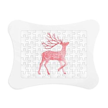 Imagem de IUCN Moldura de quebra-cabeça de cervo vermelho de Sika de animais ameaçados Decoração de imagem Enfeite de jogo de quebra-cabeça