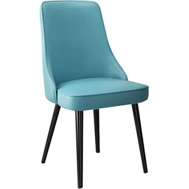 Imagem de Cadeira De Jantar Cadeiras De Cozinha Com Encosto De Couro De Microfibra Resistente Ao Desgaste À Prova D'água Cadeiras Laterais Modernas De Meados Do Século Para Sala De Estar Com Pés De Aço Galv