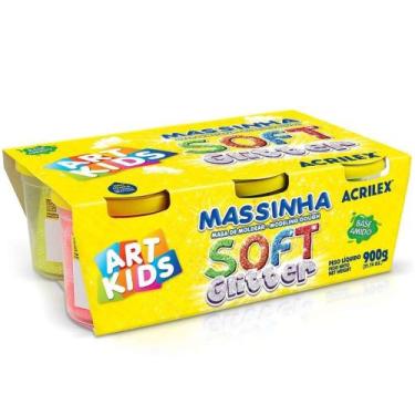 Imagem de Massinha Modelar Soft Glitter Art Kids 150G Caixa 6 Unidades