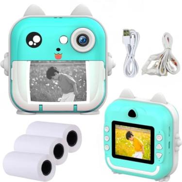 Imagem de Câmera para crianças | câmera digital para selfies,Câmera infantil HD 1080P portátil com impressão na hora sem tinta, câmeras vídeo filmadora infantil para meninas meninos 3 a 12 anos (AZUL CELESTE)