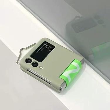 Imagem de Para Samsung Z Flip 4 3 Capa de telefone com pulseira de anel ultrafino para Galaxy Z Flip 5 4 3 Flip4 ZFlip 5 PC Capa traseira rígida à prova de choque, verde, para Samsung Z Flip5