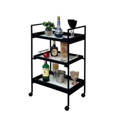 Imagem de Carrinho Bar Aparador Bebidas Decoração Copos Sala Estar Adega Barzinho Para Servir Cantinho Café Chá Adega Cor:Borda Pr