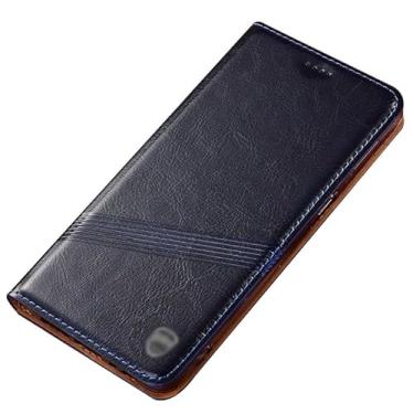 Imagem de PuRoxx Capa flip para Samsung Galaxy S23 Ultra/S23 Plus/S23, fecho magnético, retrô, negócios, carteira de couro real, capa de telefone com compartimento para cartão de crédito, azul, S23 Plus