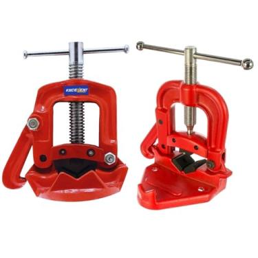 Imagem de Torno Morsa P/Encanador 2" Polegadas Base Fixa, Cortar, Rosquear, Marcar E Posicionar Tubos