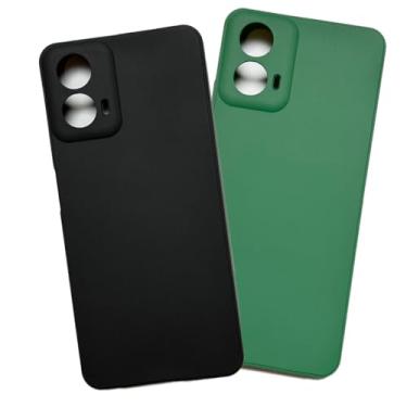 Imagem de Kit 2 Capas de Silicone Forro Interno Compatível com Motorola Moto G34 5g (Preto+Verde-militar)