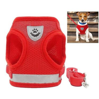 Imagem de Peitorial Guia Cachorro Cao Gato Pet Colete Faixa Refletiva Coleira Passeio Caminhada Animal de Estimaçao