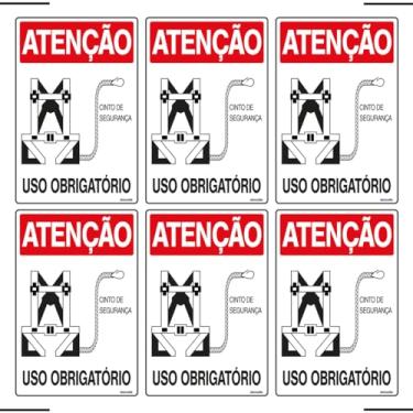Imagem de Combo 6 Placas De Sinalização Atenção Cinto De Segurança Uso Obrigatório 20X30 Ekomunike - S-207 F9e