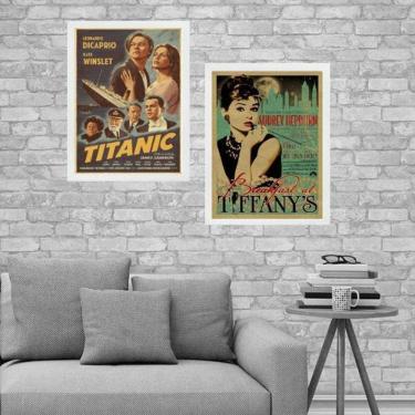 Imagem de Kit 2 Quadros Cartazes Filmes Antigos 24X18Cm