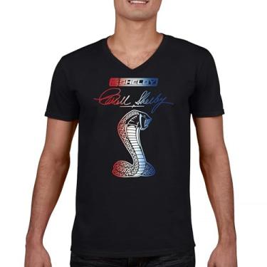 Imagem de Camiseta Shelby Cobra gola V American Classic Muscle Car Mustang GT500 GT350 Racing Performance Powered by Ford Tee, Preto, 3G