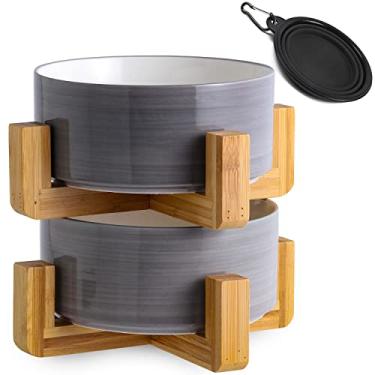 Imagem de Petygooing Tigela de cerâmica para cães e gatos de 5,1 polegadas com suporte para comida e água, conjunto de tigelas pesadas modernas e fofas para animais de estimação para gatos e cães de tamanho