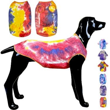 Imagem de D.E.E Camisetas de verão para cães sem mangas camisetas para cães grandes colete de cachorro tie dye roupas para cães camisetas para meninas meninos (2GG, colete laranja)