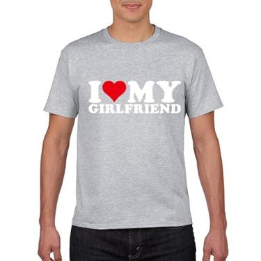 Imagem de Camiseta I Love My Girlfriend - Spread Love and Show Your Appreciation with This Cute Tee, Cinza claro, M