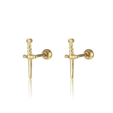 Imagem de CENWA Brincos de espada gótica, minúsculo, punhal, presente para mulheres e homens, Metal, Liga metálica.