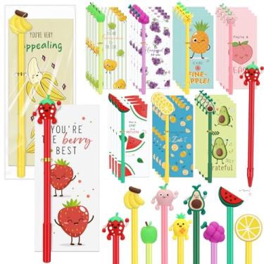 Imagem de Spakon Conjunto de 36 presentes inspiradores de Dia dos Namorados a granel para estudantes canetas divertidas de desenho animado cartões de trocadilho marcadores de livro presentes de estudantes para