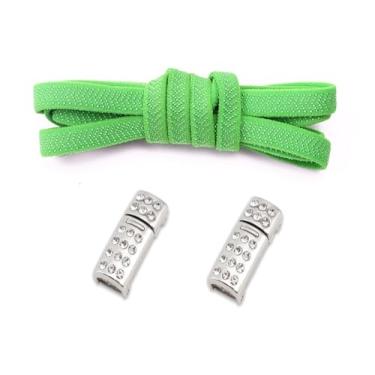 Imagem de Diamond Lock Shoelaces Without Ties Buckle Elastic Laces Sneakers Flats No Tie Shoe Laces Shoes Accessories (Color : Green)