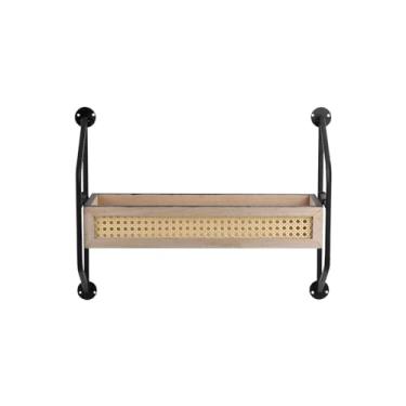 Imagem de PRATELEIRA DE MADEIRA E METAL COM DETALHES DE TRELICA