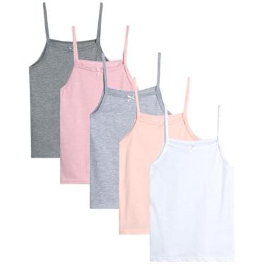 Imagem de dELiA*s Camiseta para meninas – Pacote com 5 regatas de algodão macio e respirável – Camisetas para meninas (2-14), Branco/cinza/carvão/coral, 4-6