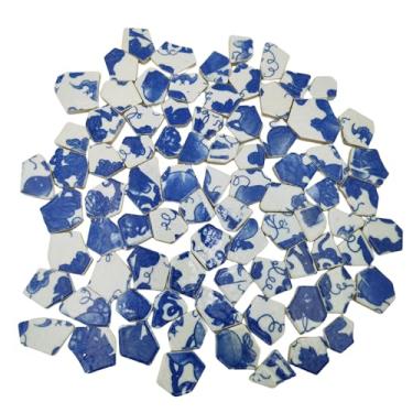 Imagem de 400 g Mosaico cerâmico de porcelana, azulejos de mosaico irregulares quebrados para piso de artesanato DIY, cozinha, piscina, vasos de flores suprimentos de fabricação de mosaico (porcelana 07)