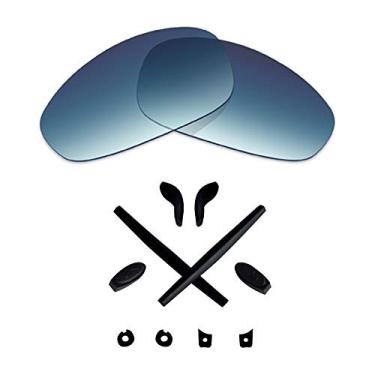 Imagem de Lentes de reposição e kits de borracha Mryok para óculos de sol Oakley Juliet – Opções, Blue Gradient Tint Polarized Lenses & Black Rubber Kits, One Size