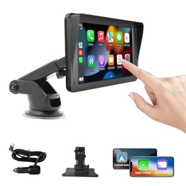 Imagem de Tela portátil Carplay para carros, sem fio Apple CarPlay e Android Auto Play, tela sensível ao toque de 17 polegadas, Bluetooth, viva-voz, carro, caminhões, SUVs