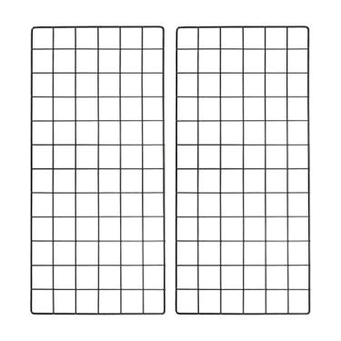Imagem de YOKIVE 2 peças de painel de grade de arame de ferro, placa de painéis decorativos | Suporte de exibição de fotos com moldura suspensa para escritório em casa (preto, 61 x 30 cm)