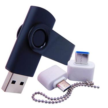 Imagem de Pen Drives USB de 1 GB, pen drive de polegar, disco U com adaptador Tipo-C/OTG para alunos e estudantes (preto)