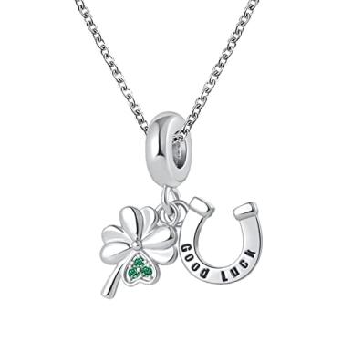 Imagem de MZC Jewelry Colar de trevo de quatro folhas verde da sorte Good Luck Horseshoe Penadnat para mulheres, irmãs, melhores amigas, aniversário