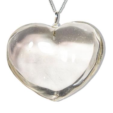 Imagem de Colar Pedra Coração Quartzo Cristal Pino Prata 950