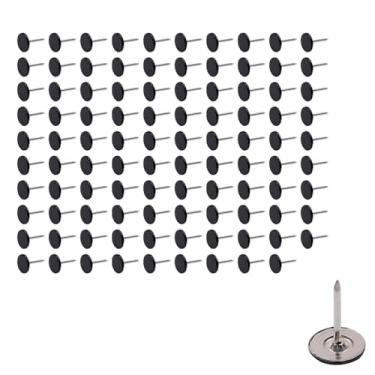 Imagem de S SYDIEN 100 peças de tachas de estofamento de cabeça chata para decoração de móveis de casa pregos de estofamento planos tachas de polegar pretas (11 mm x 17 mm)