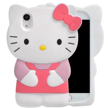 Imagem de MONEHOYSY Capa de desenho animado para iPhone XR 6,1 polegadas, moda fofa 3D gatinho fofo kawaii silicone macio animal protetor gel à prova de choque capa traseira para crianças mulheres meninas