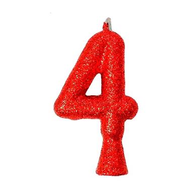 Imagem de Vela Puro Glitter Vermelha N 4 - Embalagem com 1 unidade.